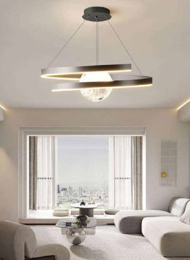 رافين طقم من مصابيح معلقة حديثة على شكل نجوم الفضاء، ثريا LED قابلة للتعتيم مع تصميم كرة الأرض الأكريليكية، 3 أوضاع ألوان للإضاءة، مصباح معلق قابل للتعديل للسقف لغرفة النوم، غرفة المعيشة، غرفة الأطفال، أو ديكور منزلي فني، المقاس 120 × 60 سم (قابل للتعديل). - Image 3