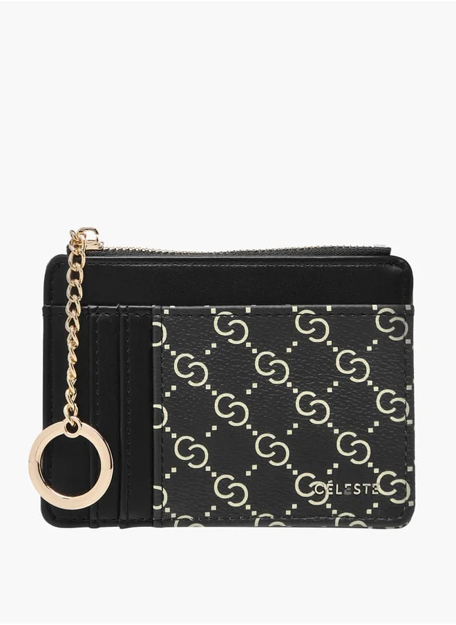 Celeste Women Monogram Print Wallet with Zip Closure