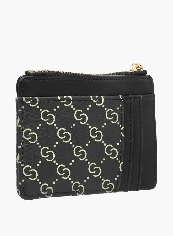 سيليست Women Monogram Print Wallet with Zip Closure