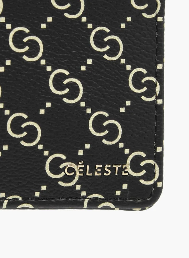 سيليست Women Monogram Print Wallet with Zip Closure
