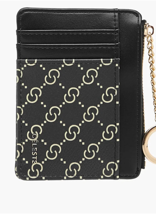 Celeste Women Monogram Print Wallet with Zip Closure