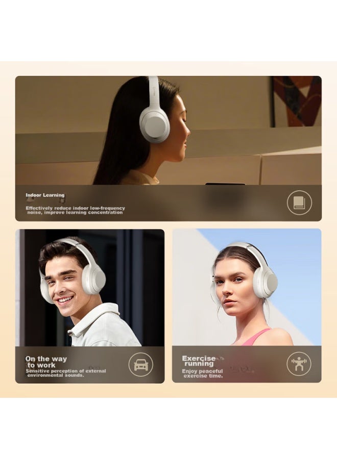 Ikf T1 Max Active Noise Cancelling Headphones, New Bluetooth 5.4 Wireless And Wired Hifi Sound Quality, E-sports Gaming, Low Latency, Ultra-long Battery Life, Cloud Rock White - Image 3