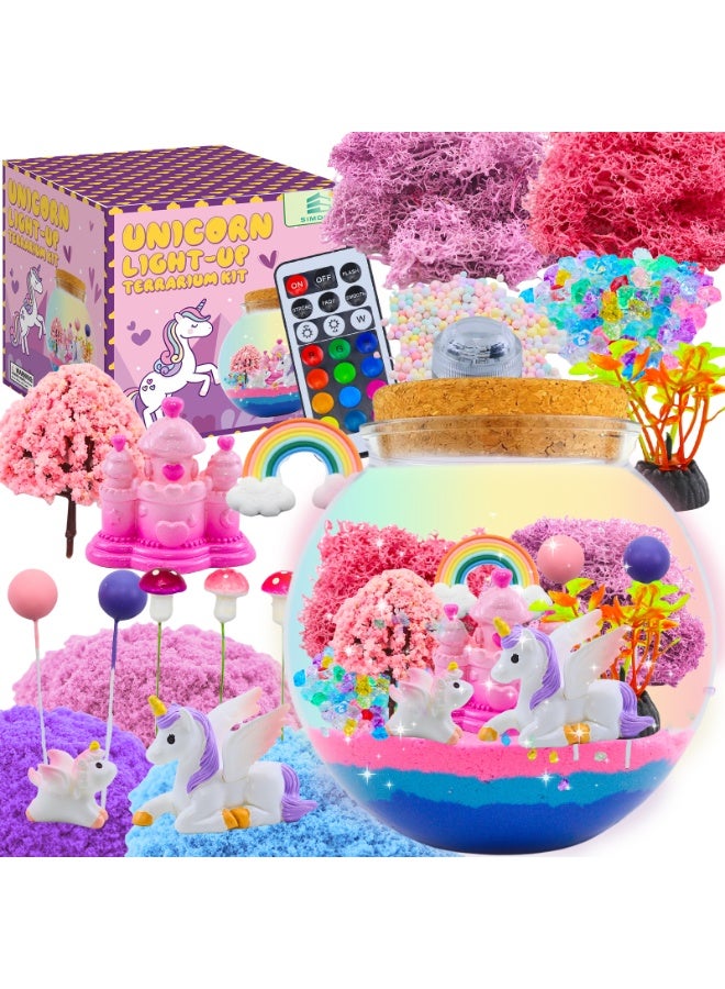 SIMDOW Unicorn Terrarium Craft Kit for Girls – DIY Night Light with Remote Control, Birthday Gift Toy for Kids Ages 5–10 - Image 1