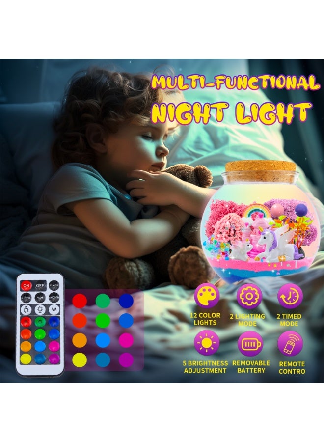 SIMDOW Unicorn Terrarium Craft Kit for Girls – DIY Night Light with Remote Control, Birthday Gift Toy for Kids Ages 5–10 - Image 3
