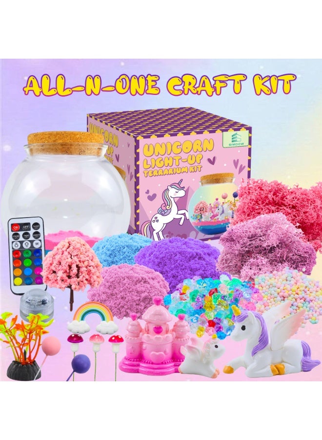 SIMDOW Unicorn Terrarium Craft Kit for Girls – DIY Night Light with Remote Control, Birthday Gift Toy for Kids Ages 5–10 - Image 4