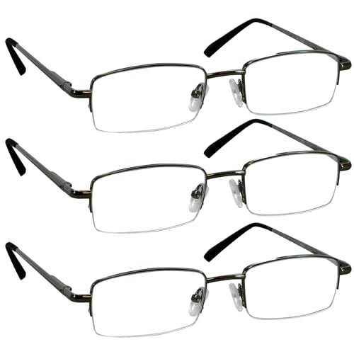 TruVision Readers TruVision Readers 3 Pk Gunmetal Metal Frames and Clear Acrylic Lenses 200 
