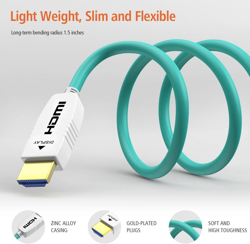 RUIPRO 8K Fiber Optic HDMI Cable 65 Feet 48Gbps 8K60Hz 4K120Hz Dynamic HDR eARC HDCP2.2/2.3 for RTX4080/4090/3080/3090, Xbox S/X, PS5/4, AVR, Projector, LG/Samsung/Sony TV - Image 5