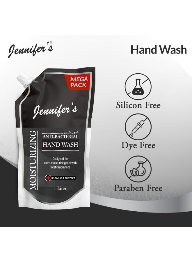 Jennifer's Hand Wash Refill Pouch 1L Assorted - Extra Moisturizing, Cleanses & Protects,Kills 99.9% Germs, Hydrating Formula, Refreshing Scent - Image 5
