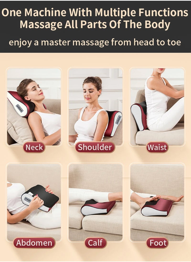 Generic - Electric Shiatsu Cervical Pillow Massager Neck And Shoulder Massage Cushion Machine Back Muscle Stimulator With 8 Heads Deep Tissue Warm Heating Muscle Pain Relief Relaxation Kneading Therapy For Full Body, Hand, Spine, Arm, Calf, Thigh, Hips, Leg, Foot - Image 1