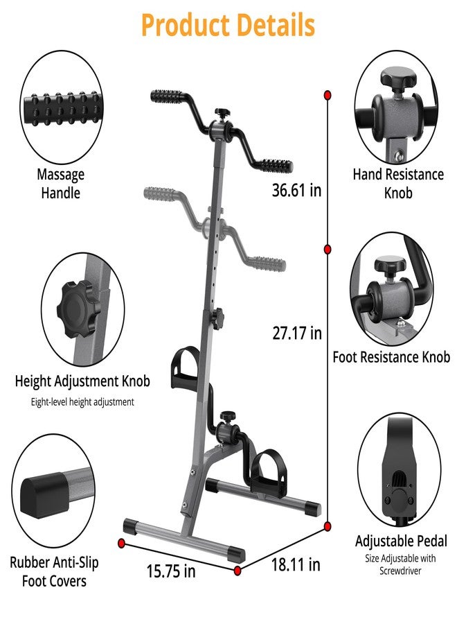 RYGEO Adjustable Legs Arms Pedal Exerciser Bike for Seniors - Hand Arm Leg and Knee Therapy, Stroke Recovery, Portable Fitness Equipment for Total Body Workout Cardio Exercise - Great Gift for Elderly Rehab - Image 3