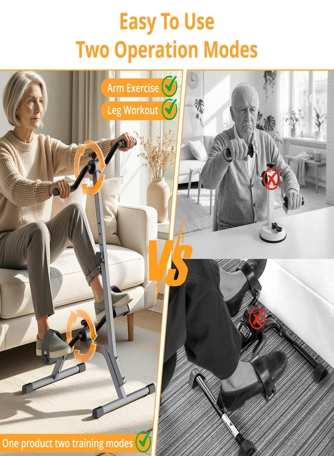 RYGEO Adjustable Legs Arms Pedal Exerciser Bike for Seniors - Hand Arm Leg and Knee Therapy, Stroke Recovery, Portable Fitness Equipment for Total Body Workout Cardio Exercise - Great Gift for Elderly Rehab - Image 4