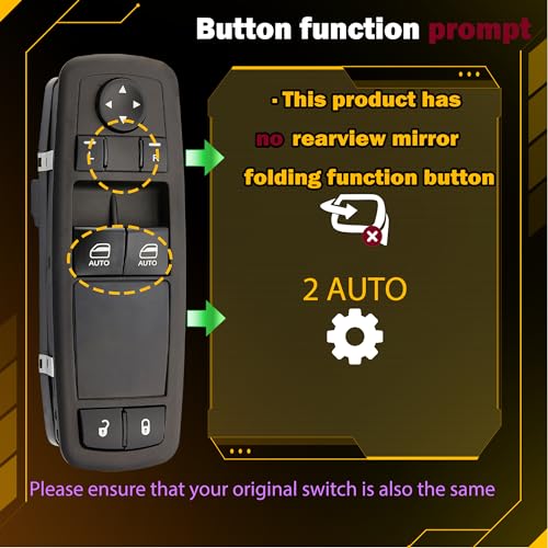 ZAPOSTS Window Switch Fits for 2013-2021 Ram 1500,2013-2018 Ram 2500 3500 4500 5500.Left Front Driver Side Control Door vidrios Master Power Switch. Replaces 68148893AA 68148893AB - Image 2