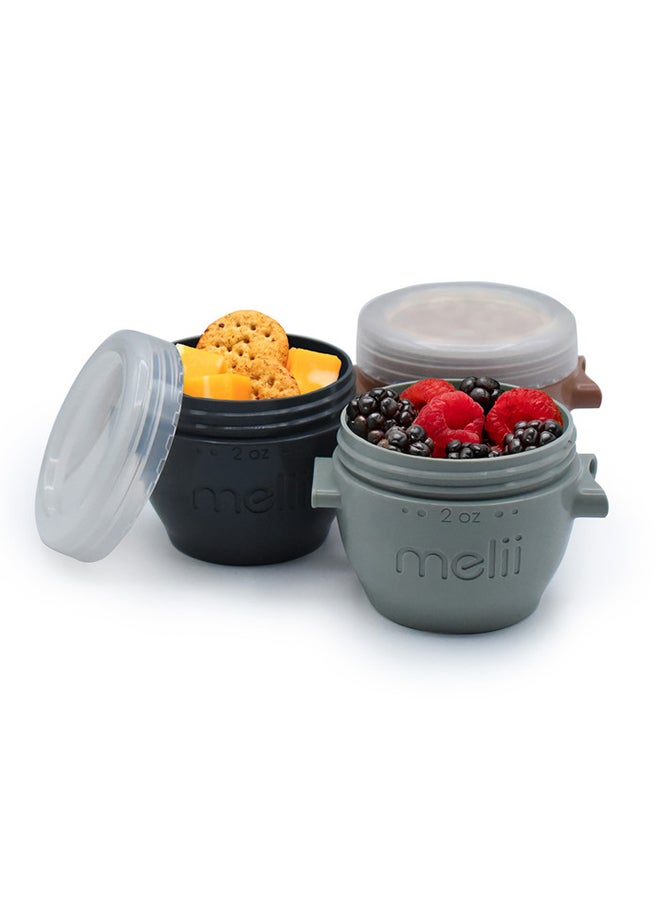 melii حاويات تخزين طعام الأطفال القابلة للإغلاق، حاويات وجبات خفيفة، آمنة في الفريزر، 2 أونصة - 6 عبوات، ألوان طبيعية - Image 4