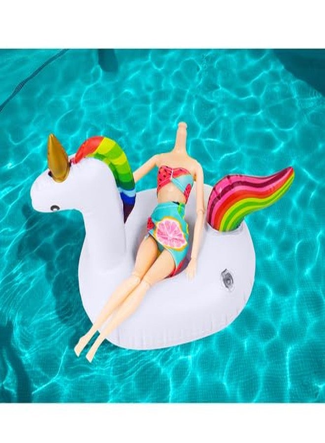 UNICORN ELEMENT 9 Pcs Cute 11.5 Inch Girl Doll Swim Accessories Set Swimming Pool Floaties Party Ring Inflatable Drink Holder for 11.5" Girl Dolls Pool Toys - Image 2
