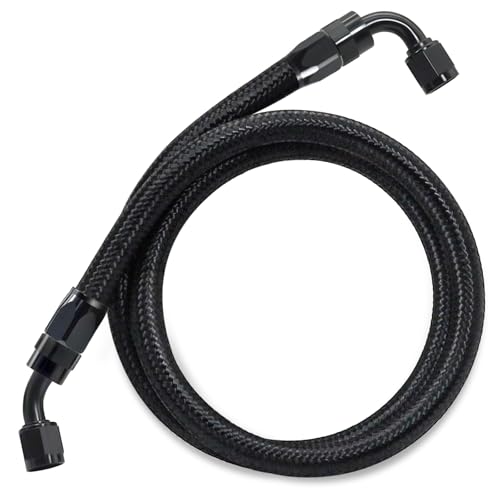 ZONBANG 6AN Fuel Line Kit CPE, 4FT Assembled AN6 Braided Fuel Line with Hose End Fitting(45°+90°) - Image 1