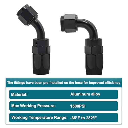 ZONBANG 6AN Fuel Line Kit CPE, 4FT Assembled AN6 Braided Fuel Line with Hose End Fitting(45°+90°) - Image 4