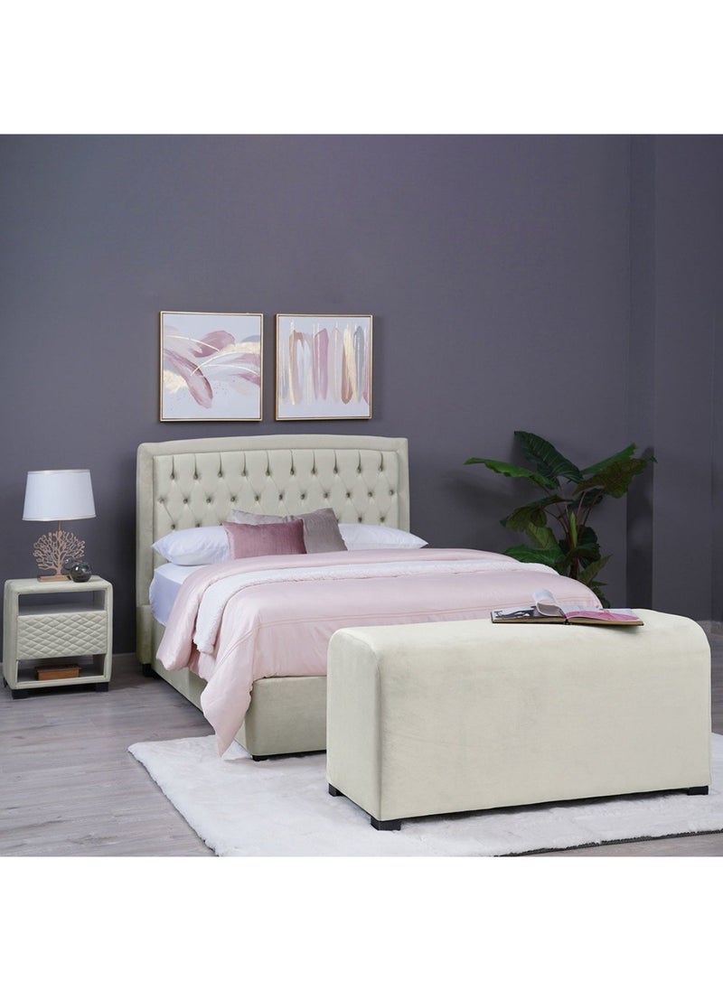 Pan Home Emirates Alpha Bench-Velvet~White  - Image 1