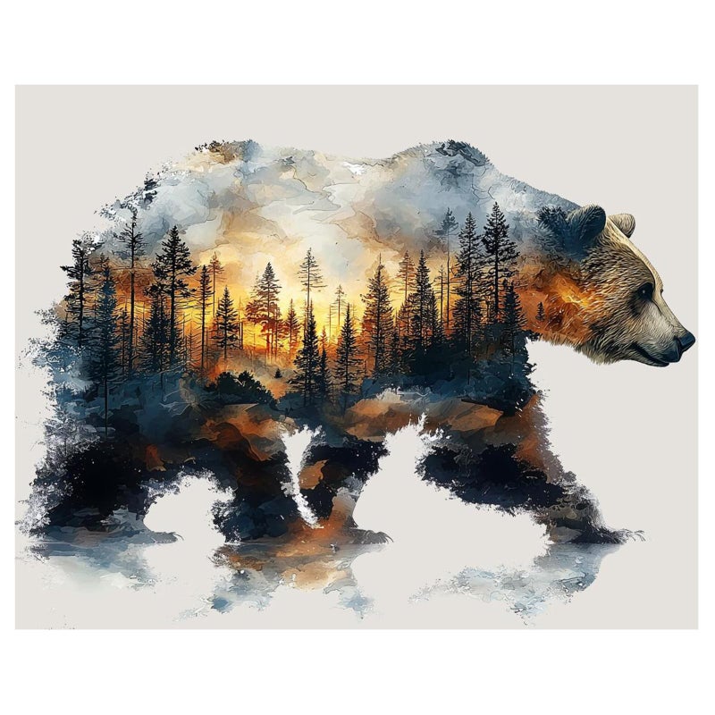 xcemhil Bear Paint by Numbers Kit for Adults Bear Painting by Numbers Adult Paint by Number Kits Suitable for Gifts and Interior Decor 16x20 Inch - Image 2