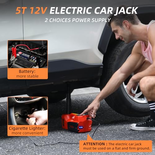STANDTALL Electric Car Jack Kit 5 Ton 12V Electric Jack for Car with Impact Wrench and Tire Inflator Pump for SUV Sedan Truck Change Tires Garage Repair - Image 3