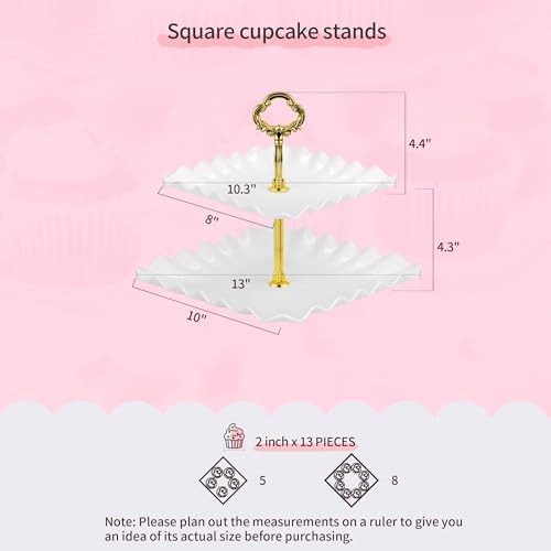 NWK Pack of 10 NWK Cake Stand Set, with 3 x Two-Tier and 3 x Three-Tier Cupcake Stands, 4 x Appetizer Trays, for Birthday Baby Bridal Shower Party (Gold) - Image 4