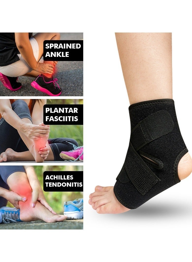 Ankle Brace | Unisex Ankle Support | Adjustable Ankle Support Brace For Plantar Fasciitis | Ankle Brace For Sprained Ankle For Eases Pain Swelling | Foot Ankle Support Brace One Size Fits All - Image 4