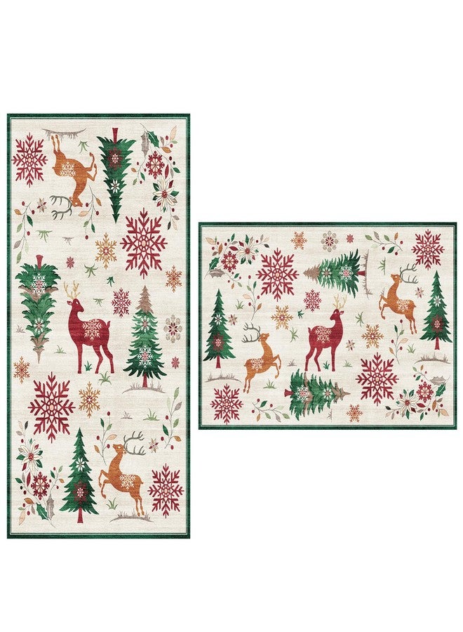 Gertmenian Indoor Holiday Area Rug - 2x4 Extra Small (2-Pack), Durable, Easy-Cleaning & Non-Shedding, Ideal for High Traffic Areas in Living Room, Entryway - Rudolf, White, 48875 - Image 1