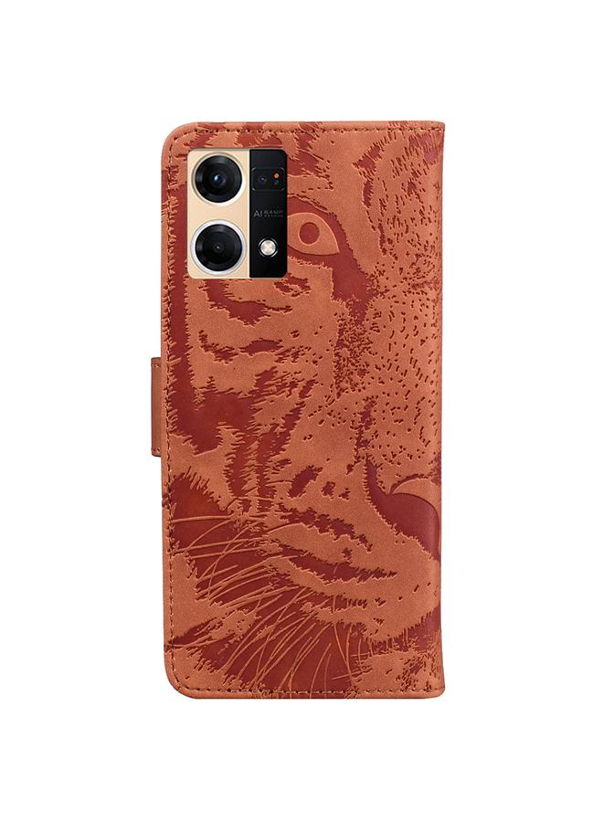 S-TOP Case For OPPO Reno7 4G Tiger Embossing Pattern Flip Leather Phone Case - Image 3