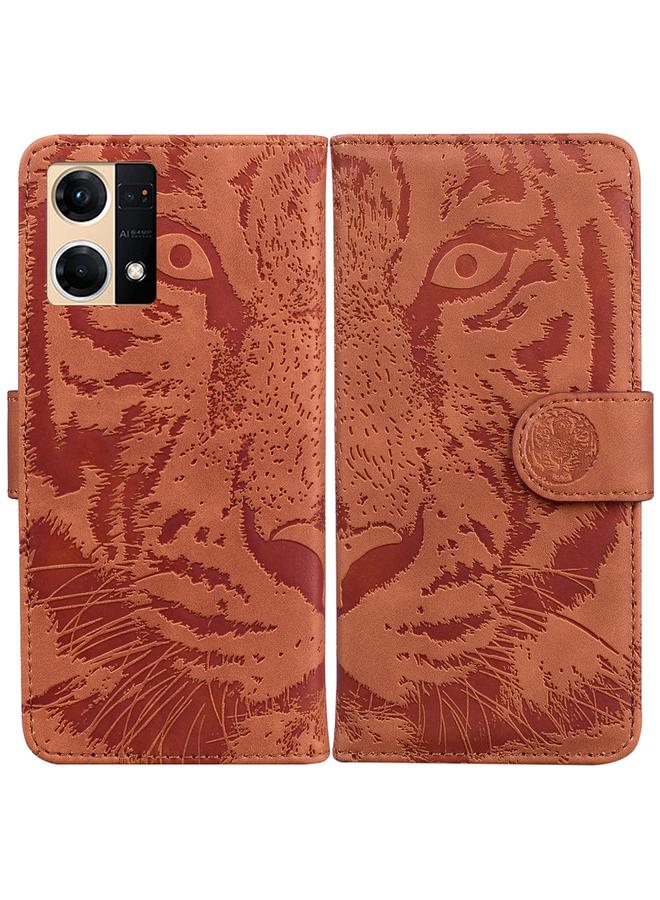 S-TOP Case For OPPO Reno7 4G Tiger Embossing Pattern Flip Leather Phone Case - Image 1