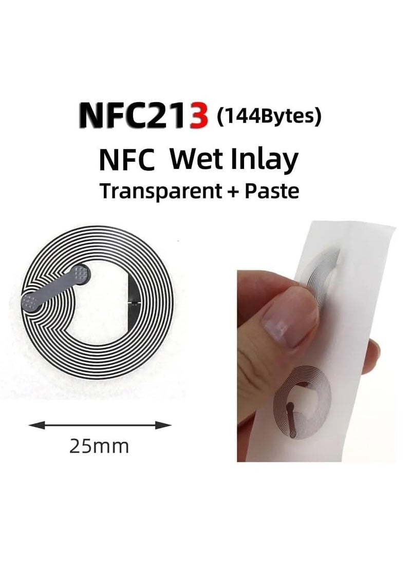 Rubik NFC 213 Sticker 144 Bytes Tags (Inlay), Transparent Self-adhesive Ntag213 Token Tags Compatible 13.56mhz RFID and NFC IC Reader/Writer (10-Tags)  - Image 2