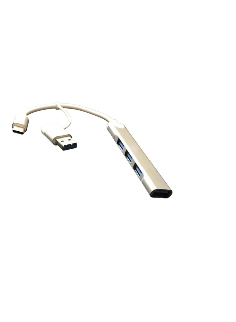 موزع HUB Type-C معدني 2 في 1 – بمنفذ USB3.0 سريع - Image 1