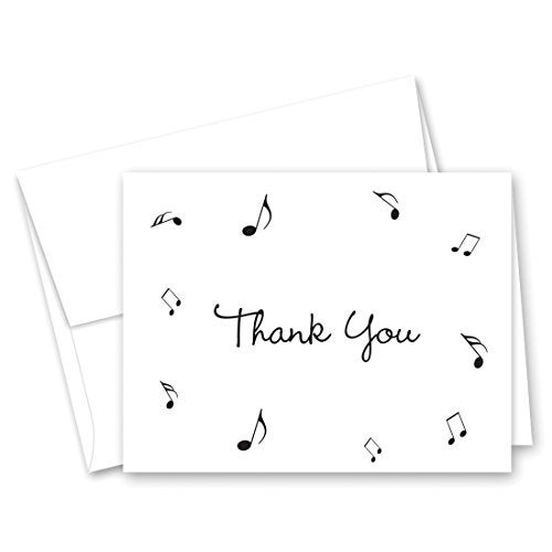 MyExpression.com 50 Music Notes Thank You Cards (Black) - Image 1