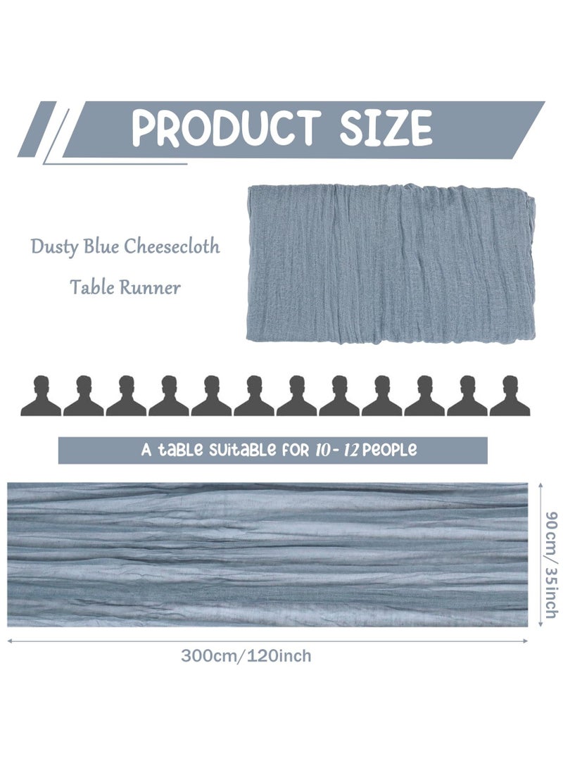 3Pcs Crumpled Gauze Table Runner, 90 x 300 cm Boho Gauze Table Runner for Wedding Bridal Baby Shower Birthday Party Table Decoration - Image 3