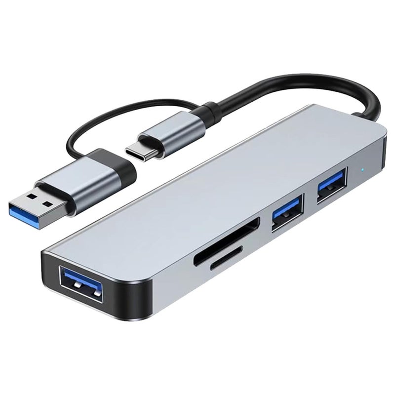 USB Hub 7 في 1 منفذ متعدد مقسم مع قارئ البطاقة نقل البيانات عالي السرعة - Image 2