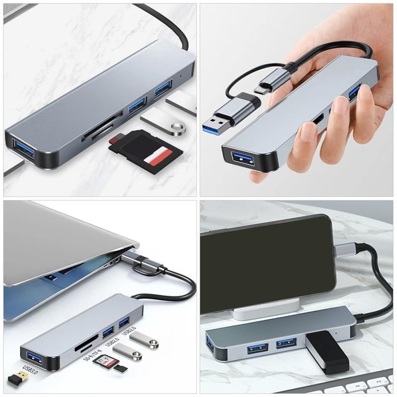 USB Hub 7 في 1 منفذ متعدد مقسم مع قارئ البطاقة نقل البيانات عالي السرعة - Image 5