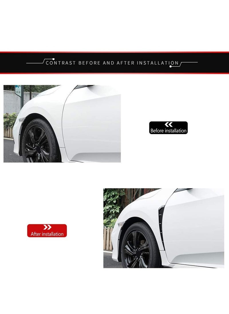KASTWAVE - Car Fender Side Stickers, Side Vents Decorative Air Intake Abs Stickers Universal Fender Car Exterior Accessories Anti-collision Side Wing Stickers (Black) - Image 1