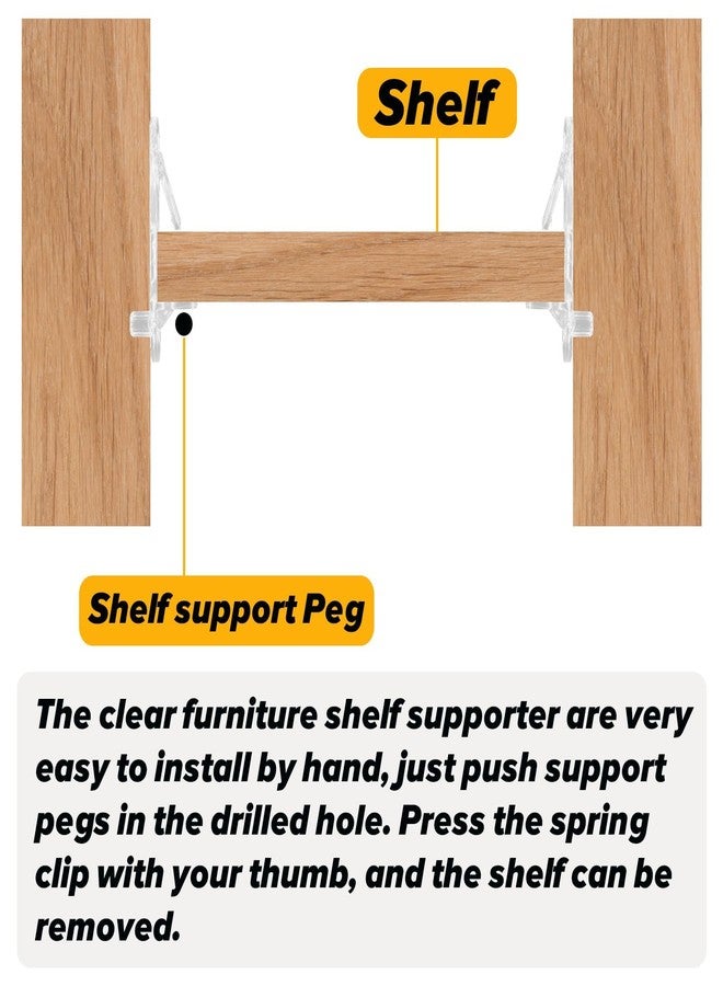 TARINI Shelf Support Pegs, Shelf Holder Brackets, 10-Pack Shelf Support Pegs - Self-Locking Cabinet Shelf Pins, 5mm Hole Fit for 20mm Thick Shelves, Furniture Board Brackets - Image 3