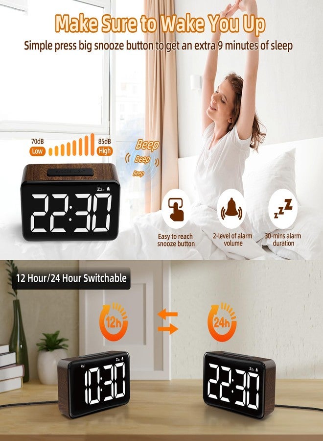 NOKLEAD ساعة منبه رقمية من نوكلياد: تصميم خشبي، شاشة LED كبيرة 5.9 بوصة، سهلة الاستخدام لكبار السن والرجال، سطوع قابل للتعديل، ساعة مكتب أنيقة لغرفة النوم | السكن الجامعي | غرفة المعيشة | المكتب - Image 5