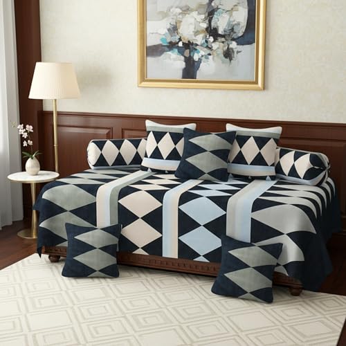 BELVOSTUM Diwan Set Pillows 5 with Bolster 2 Covers | Diwan Sets for Sofa Cover/Living Room | Cover/Pillow Set | Diwan Set Pillows Covers (1 Single Bedsheet, 2 Bolster Covers, 5 Cushion Covers) - Image 3