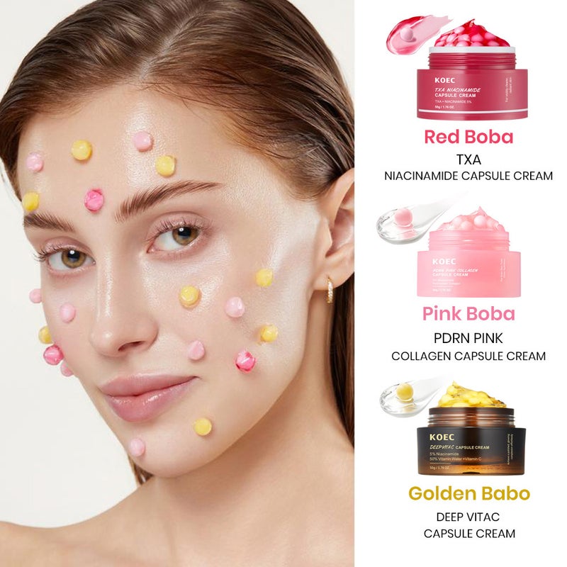 Koec Skincare 8-Piece Set: Facial Mask/Cleansing Oil/Facial Cleanser/Single-Use Pads/Cotton Pads/Tear-Off Mask/Capsule Cream/Spray - Image 5