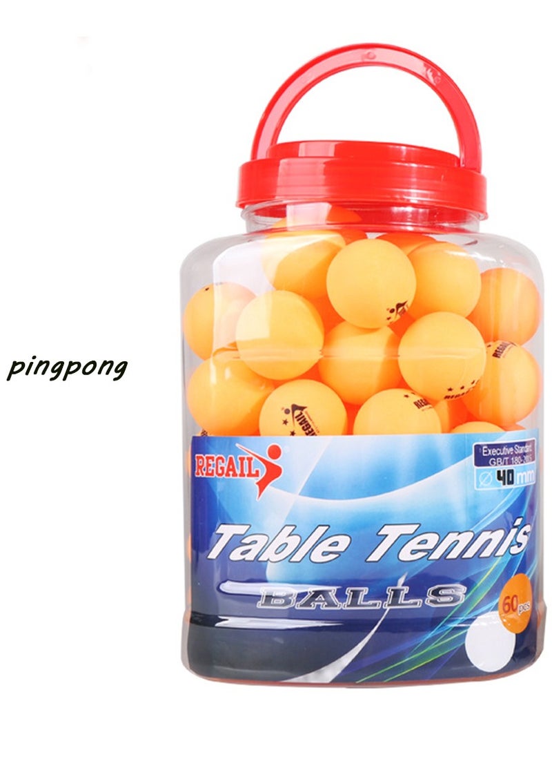 REGAIL - 60-Piece Table Tennis Ball Set in Bucket ,Three Stars Seamless Ping-Pong ,Table Tennis Balls Specially Designed for Training and Competition, Highly Elastic and Durable ,New Material Production - Image 1