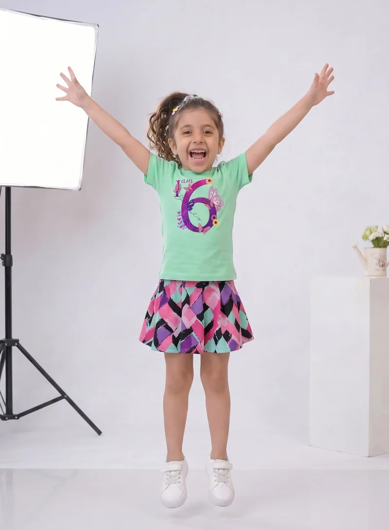 Funkaar Funkaar Birthday Girl, 6th Year Butterfly Birthday Graphic Print T-Shirt
