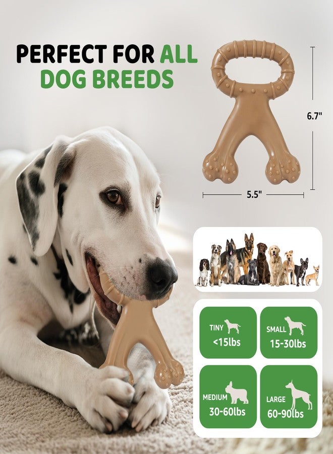IPTPAS Durable Dog Chew Toy for Aggressive Chewers, Indestructible Nylon Bone with Beef Flavor, Dog Toy for Dental Care and Teeth Cleaning, Anxiety Relief for Small, Medium, and Large Dogs (Brown) - Image 3