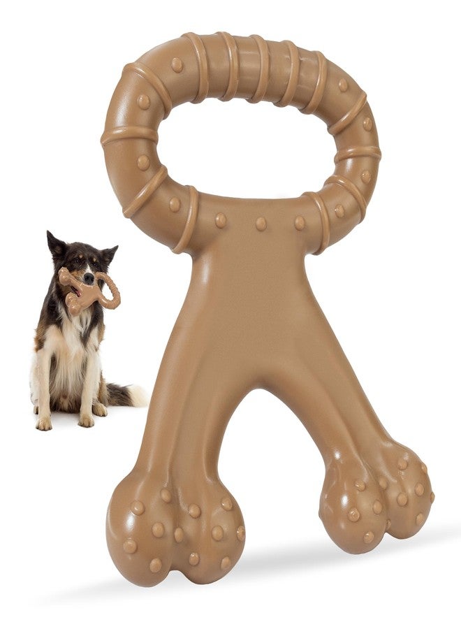 IPTPAS Durable Dog Chew Toy for Aggressive Chewers, Indestructible Nylon Bone with Beef Flavor, Dog Toy for Dental Care and Teeth Cleaning, Anxiety Relief for Small, Medium, and Large Dogs (Brown) - Image 1