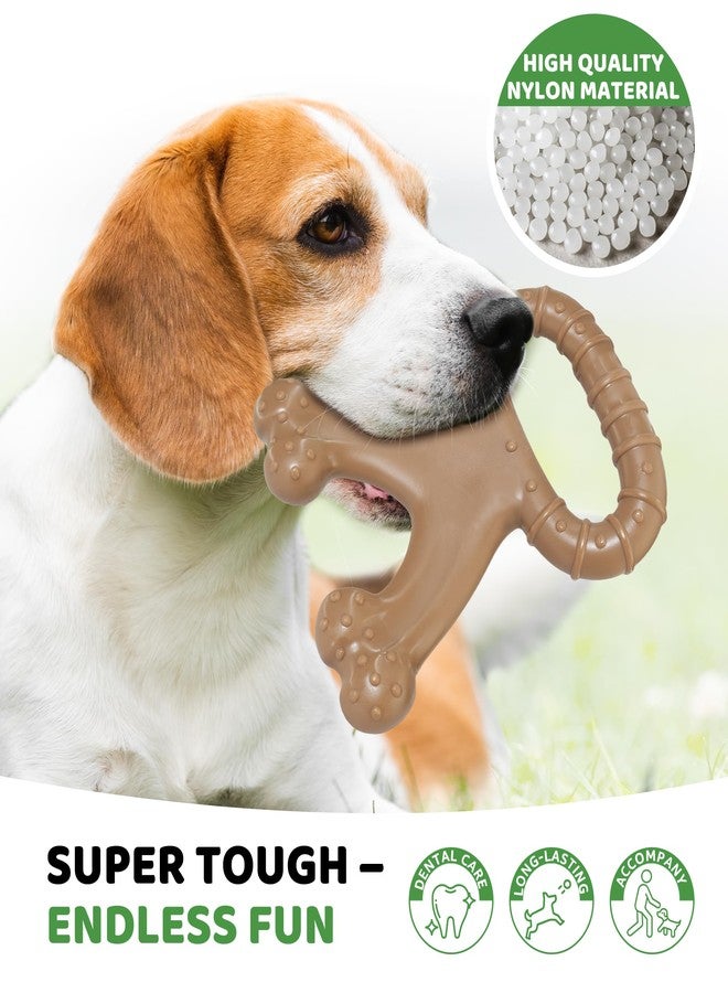 IPTPAS Durable Dog Chew Toy for Aggressive Chewers, Indestructible Nylon Bone with Beef Flavor, Dog Toy for Dental Care and Teeth Cleaning, Anxiety Relief for Small, Medium, and Large Dogs (Brown) - Image 2
