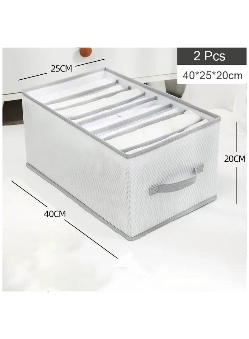 Hanayo 2 Pcs Clothes Storage Boxes 8 Compartments Drawer Organiser System Foldable Cabinet Organiser with PP Board Storage Box for Jeans Trousers T-Shirt Underwear(Grey)  - Image 2