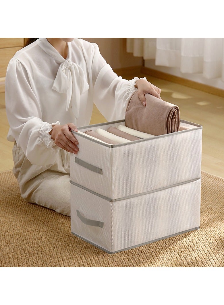 Hanayo 2 Pcs Clothes Storage Boxes 8 Compartments Drawer Organiser System Foldable Cabinet Organiser with PP Board Storage Box for Jeans Trousers T-Shirt Underwear(Grey)  - Image 4