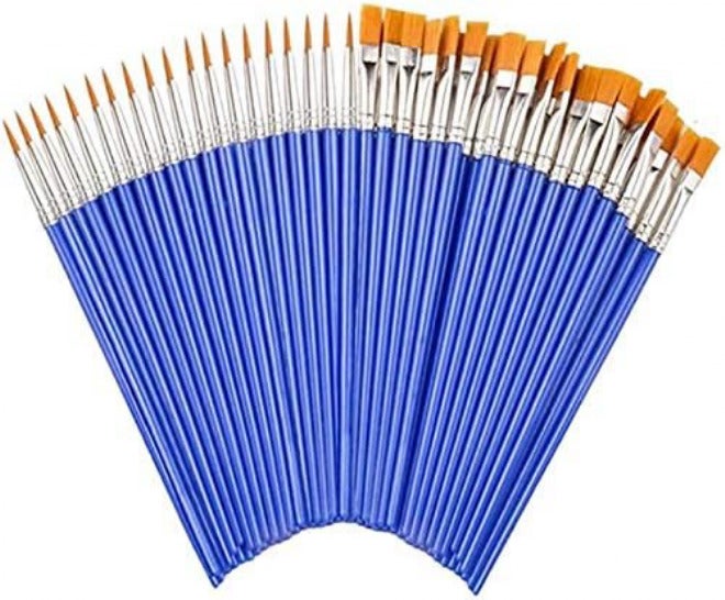 12 pcs Nylon Hair Detail Paint Brush Children DIY Art Supplies Tool Watercolor Artist Painting Brush Art Stationery(Flat) - Image 3