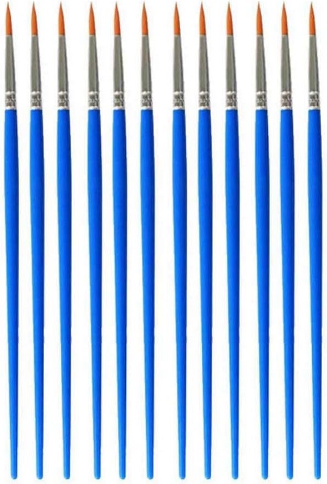 12 pcs Nylon Hair Detail Paint Brush Children DIY Art Supplies Tool Watercolor Artist Painting Brush Art Stationery(Flat) - Image 1