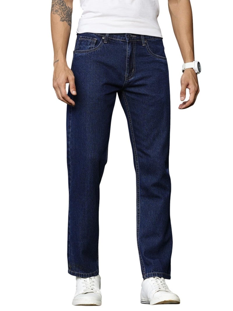 Thomas Scott Men's | Smart | Mid-Rise | Relaxed Fit | 100% Cotton | 5 Pockets | Clean Look | Non Stretchable | Jeans (TSJ210_Midblue_30) - Image 1