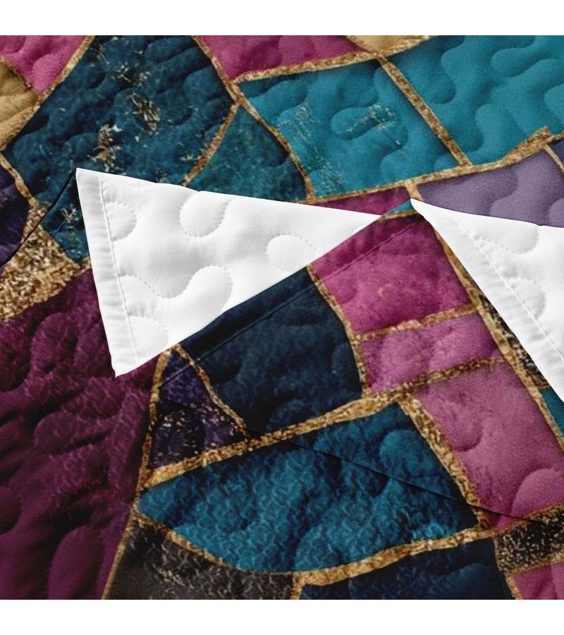 2 3pcs Quilt Set Digital Printing Abstract Mosaic Art Polychrome 94.49 102.36 Inches - Image 5